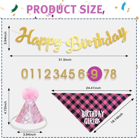 Dog Birthday Hat, Birthday Bandana Dog Birthday Party Supplies with Numbers Pet Birthday Bandana Hat Set (Blue) in Kuwait
