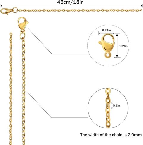 Topacket 24 Pack Necklace Chains Bulk,Gold and Silver Stainless Steel DIY Cable Link Chains for Jewelry Making 18 Inches in Kuwait