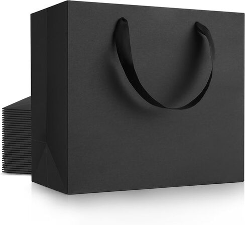 Argivean Black Gift Bags Medium: 6pcs Gift Bags With Handles 12.6x4x8.7 Inch For Wedding Party Birthday Business in Saudi Arabia