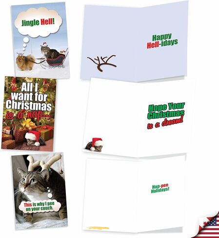 NobleWorks Variety Pack of 20 Funny Christmas Cartoons Greeting Cards with Envelopes, Humor Holiday Assortment for Men and Women (10 Designs, 2 Each) - Holly Jolly Rice Cakes AC5557XSG-B2x10 in Saudi Arabia