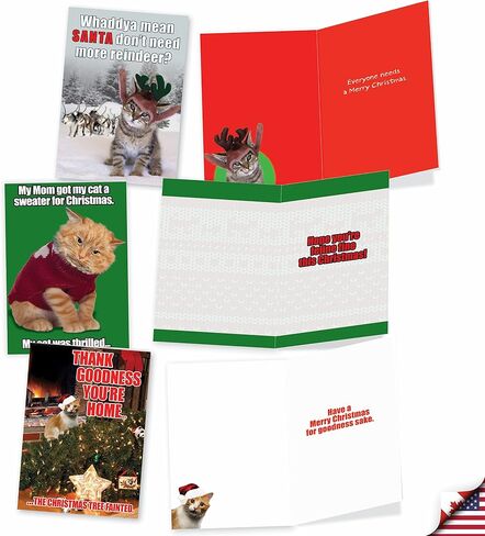 NobleWorks Variety Pack of 20 Funny Christmas Cartoons Greeting Cards with Envelopes, Humor Holiday Assortment for Men and Women (10 Designs, 2 Each) - Holly Jolly Rice Cakes AC5557XSG-B2x10 in Saudi Arabia
