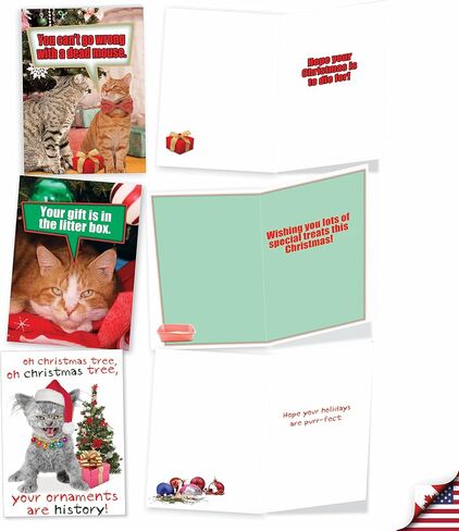 NobleWorks Variety Pack of 20 Funny Christmas Cartoons Greeting Cards with Envelopes, Humor Holiday Assortment for Men and Women (10 Designs, 2 Each) - Holly Jolly Rice Cakes AC5557XSG-B2x10 in Saudi Arabia