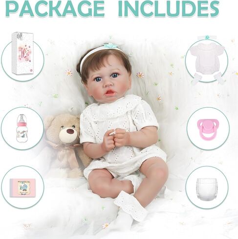 Reborn Baby Dolls Girl with Realistic Veins, 20 Inch Newborn Baby Doll with Weighted Cloth Body, Lifelike Reborn Doll, Advanced Painted Vinyl Gift Set for Kids Age 3+, Real Saskia Replica in Saudi Arabia