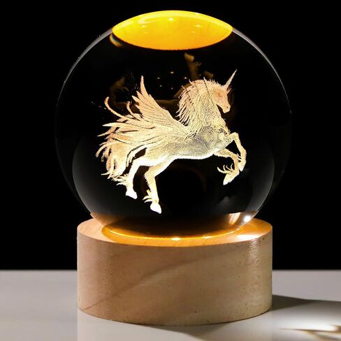 Elephants Gifts for Women Men 3D Elephant Crystal Ball with Wooden Light Base Glass Elephant Figurines Decor for Elephants Lovers on Christmas Valentine's Day Birthday (Diameter 2.36 inches) in Kuwait