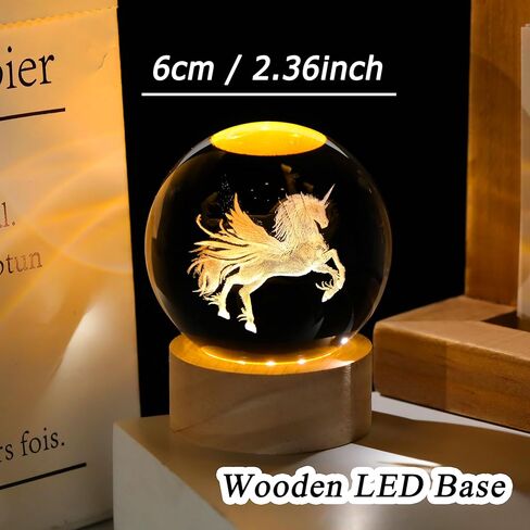 Elephants Gifts for Women Men 3D Elephant Crystal Ball with Wooden Light Base Glass Elephant Figurines Decor for Elephants Lovers on Christmas Valentine's Day Birthday (Diameter 2.36 inches) in Kuwait