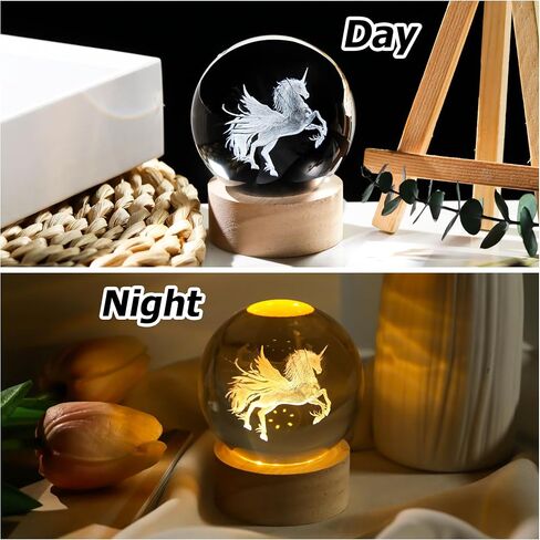 Elephants Gifts for Women Men 3D Elephant Crystal Ball with Wooden Light Base Glass Elephant Figurines Decor for Elephants Lovers on Christmas Valentine's Day Birthday (Diameter 2.36 inches) in Kuwait