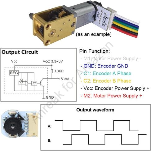 2PCS DC 12V 200 دورة في الدقيقة N20 محرك تشفير مع مستشعر القاعة 3-12V 7.5-3000 دورة في الدقيقة محرك الدقة لـ Arduino (12-200) in Kuwait