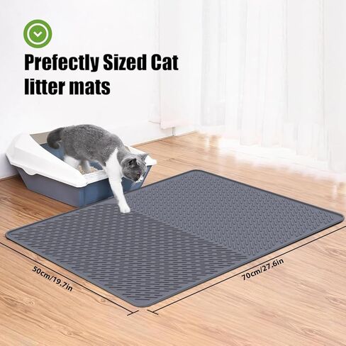 Cat Mat for Litter Box, 28"x20" Cat Litter Mat, Waterproof Litter Trapping Catcher Food Grade Silicone Pad for Floor, Gray in Kuwait