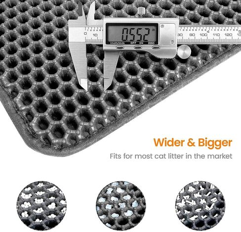 Cat Litter Box Mat for Multi-Cat Homes, 30"x24" XXL Waterproof Litter Trapper with Handles & 30% Wider Hex Grid, Double-Layer EVA Kitty Mat, Non-Slip Floor Protector, Gray in Saudi Arabia