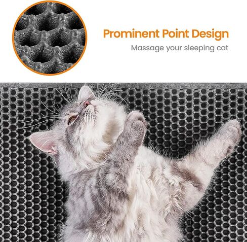 Cat Litter Box Mat for Multi-Cat Homes, 30"x24" XXL Waterproof Litter Trapper with Handles & 30% Wider Hex Grid, Double-Layer EVA Kitty Mat, Non-Slip Floor Protector, Gray in Saudi Arabia