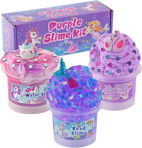 3 x 100mL Ocean Slime Kit for Girls & Boys: Mermaid Bead, Pink Crunchy & Blue Clear Slime, Sensory Experience DIY Slimes Set, Slimes Party Favors for Kids Birthday Easter Halloween Teens Gift in Saudi Arabia
