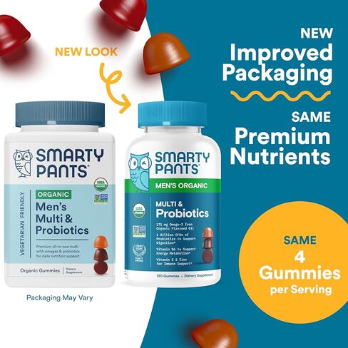 SmartyPants فيتامينات متعددة للرجال، علكات عضوية: CoQ10، ميثيلفولات، أوميغا 3 (ALA)، فيتامين D3، C، فيتامين B12، B6، فيتامين A، K والزنك لدعم المناعة، نباتي، 120 علكة (كمية تكفي لمدة 30 يومًا) in Kuwait