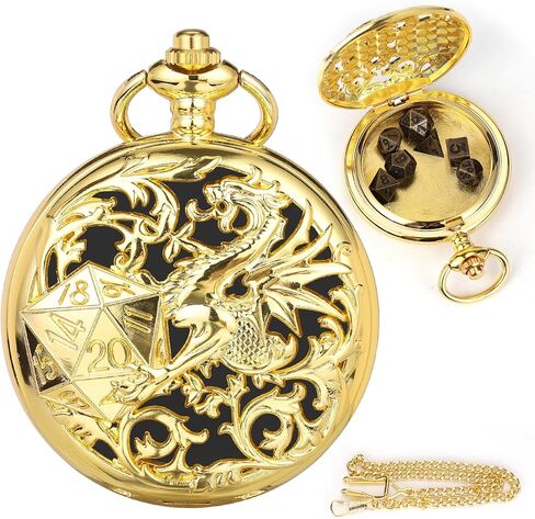 SIBOSUN DND Dice Set Men's Dragon Dice Necklace Dragon Pendant Dungeons and Dragons Games Keychain Set of Four Black and Gold in Saudi Arabia