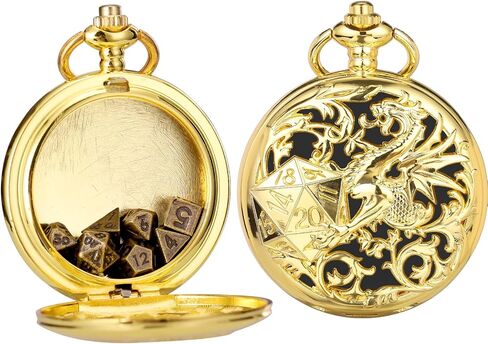 SIBOSUN DND Dice Set Men's Dragon Dice Necklace Dragon Pendant Dungeons and Dragons Games Keychain Set of Four Black and Gold in Saudi Arabia