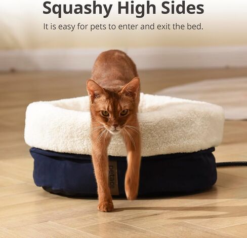 Heated Cat Bed with Auto Shut Off Timer, 17.7" x 13.7" Adjustable Temperature Indoor Pet Heating Cushion Bed for Kittens, Cats, Puppies and Small Dogs, Gray in Kuwait