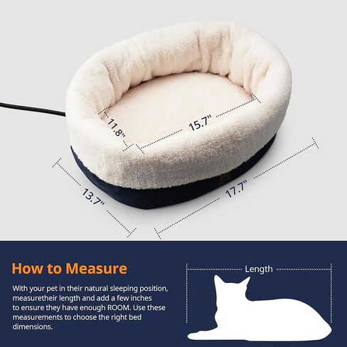Heated Cat Bed with Auto Shut Off Timer, 17.7" x 13.7" Adjustable Temperature Indoor Pet Heating Cushion Bed for Kittens, Cats, Puppies and Small Dogs, Gray in Kuwait