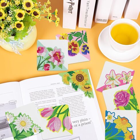 Anseal 8 Pcs Heart Diamond Art Painting Bookmark, DIY Diamond Art Bookmarks for Book Lovers for Kids Adults (Van Gogh Oil Painting Art Style) in Kuwait