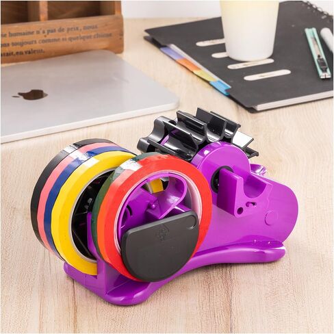 Purple Heat Tape Dispenser-for Pre-Cut Sublimation | Heat-Resistant, Heat Transfer, Heat Press | Thin Double-Sided and Clear Tape, 1 '' & 3'' Core, Semi-Automatic Tape Dispenser with Compartment Slots in Saudi Arabia