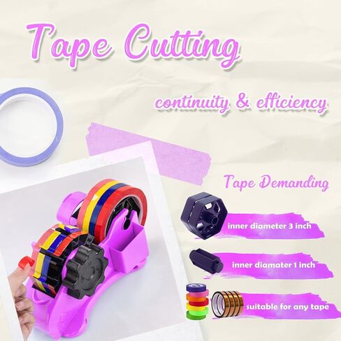 Purple Heat Tape Dispenser-for Pre-Cut Sublimation | Heat-Resistant, Heat Transfer, Heat Press | Thin Double-Sided and Clear Tape, 1 '' & 3'' Core, Semi-Automatic Tape Dispenser with Compartment Slots in Saudi Arabia