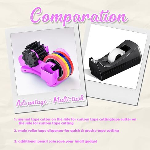 Purple Heat Tape Dispenser-for Pre-Cut Sublimation | Heat-Resistant, Heat Transfer, Heat Press | Thin Double-Sided and Clear Tape, 1 '' & 3'' Core, Semi-Automatic Tape Dispenser with Compartment Slots in Saudi Arabia