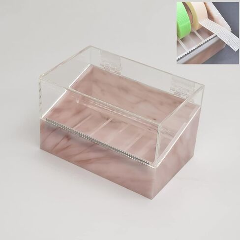 Dust-Proof False Eyelash Tape Cutter and Dispenser - Acrylic Multi-Grid Tapes Storage Box - Holds Up to 6 Rolls (White) in Kuwait