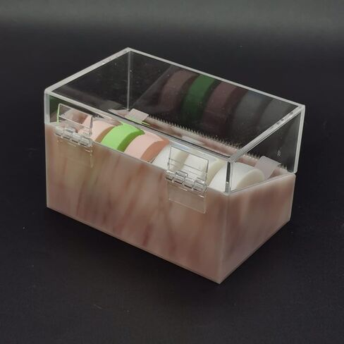 Dust-Proof False Eyelash Tape Cutter and Dispenser - Acrylic Multi-Grid Tapes Storage Box - Holds Up to 6 Rolls (White) in Kuwait