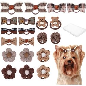 20Pcs Dog Hair Bows with Rubber Bands, Dog Bows Small Size Dog, Dog Bows, Dog Hair Bows, Pink Dog Bow, Puppy Bows, Pink Dog Accessories, Bows for Dogs, Dog Hair Bows for Small Dogs Girl (Pink)
