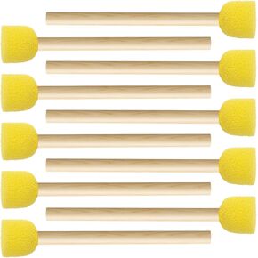 10pcs 0.54'' Round Sponge Brushes for Painting, Wooden Handle Sponge Foam Paint Tools, DIY Painting Staining Tool for Art Craft Projects- Yellow