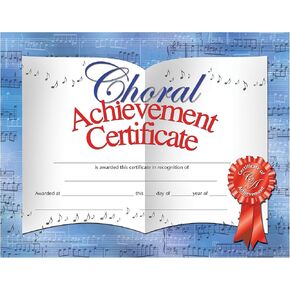 شهادات الإنجازات Hayes Choral ، وشهادات جوائز الموسيقى للطلاب ، والتعرف على الإنجازات للجوقة ، والأداء الصوتي ، وفئة الموسيقى ، والتشطيب غير اللامع بالألوان ، 8.5 "× 11" - 30 حزمة