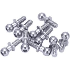 مسامير الكرة المعدنية 10pcs ، امتصاصات صدمة رابط نهاية السحابات تثبيت البراغي الكروية بديل متوافق مع Tamiya TT01 TT02 RC CAR ()