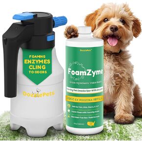 Dog Pee Odor Eliminator for Artificial Turf – Hose-Free Spray System You’ll Actually Use – Safe for Pets, Kids, Plants – Natural Odor-Eating Enzymes – Cleans Fake Grass – Kit is Poozooka + FoamZyme