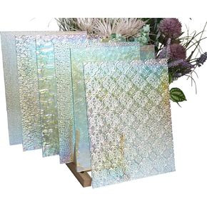 8 "X10" ورقة زجاجية ملون من قزحية قزحيات من أجل DIY ، 6 عبوة زجاجية شفافة شفافة ، لوحات زجاجية كاتدرائية كبيرة للحرف اليدوية