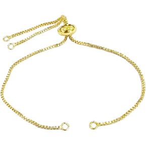 MIAO JIN 10pcs 24cm Adjustable Slider Bracelets 304 Stainless Steel Slider Extender Chains with Ball Ends for Women DIY Jewelry Making Bracelet Chains, Hole 3mm(Gold)