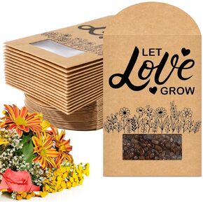 Fumete 100 Packs Wedding Favors for Guests Let Love Grow Seed Packets with Window Bulk Flower Resealable Seed Envelopes for Wedding Gifts Bridal Shower Party Souvenirs