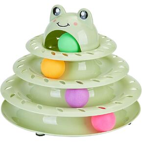 لعبة Gefryco Cat Toys مسار أسطوانة من 4 مستويات ، لعبة Turntable Cat Tower مع كرات مطاردة ملونة ، ألعاب Cat التفاعلية متعددة المستويات للقطط البالغة بالملل ، ألغاز ألغاز هريرة اللعب الذاتي (الأخضر)