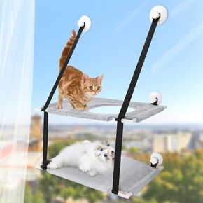 جثم نافذة القط ، مثل San Like Double Design Cat Window Hammock ، Fet Window Gerch Frch ، و Grad Action Coups Window Window Getting Cats للقطط الداخلية ، وسرير نافذة القط للقطط الكبيرة (رمادي)