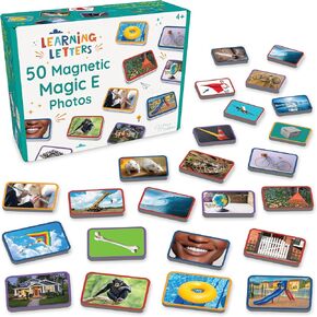 Learing Letters Magic E - 50 Magnetic Magic E (VCe) Image Picture promt Tiles. Tiles are a Photo on The Front, EVA Foam in The Middle, with a Flexible Magnet on Back.