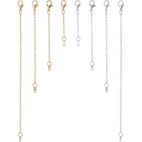 8 PCS Necklace Extender Chain, 2/4/6/8 in Gold & Silver Premium Chain Extenders for Necklaces Bracelet Delicate Extension Bracelet Extender for Women Jewelry Crafts Making