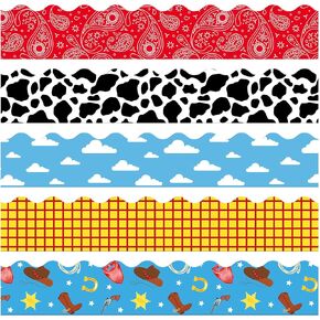 100pcs قصة الرسوم المتحركة نشرة حدود لوحات البقرة زرقاء السماء الأبيض الغيوم رعاة البقر أحذية Horsehoe الحمر