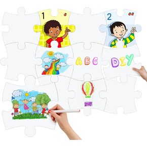 36 PCS DIY Giant Blank Puzzle Pitch 12 Inches Bulletin Board DIY مجموعة كبيرة من الورق الحرف تلوين مجموعة قواطع اللغز الخاصة بك لمادة الفصول الدراسية أنشطة مدرسة ديكور.