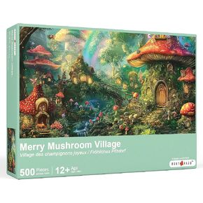Merry Mushroom Village ، 500 قطعة من الألغاز بانوراما ، لغز تحدي مثالي للبالغين ، ليالي اللعبة العائلية ، حجم الانتهاء من 20.5 * 15.0 في