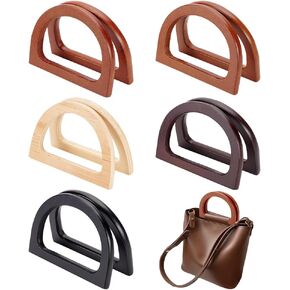 PH PandaHall 10PCS D Shape Purse Handles, 5 Colors Wooden Bag Handle Replacement Decorative Bag Handles Purse Making Supplies for Summer Straws Beach Handbags Macrame Crocheted Purse