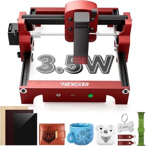 Laser Engraving Machine, Woxcker S1 3.5w Mini Laser Engraving Machine Portable 130mm*130mm Bed Size 0.05 Laser Spot for DIY, Wood, Acrylic, Leather, Leaf, Paper, Beginner-Friendly