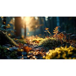 Reptile Habitat Backdrop Moss and Fern Sunset Forest Terrarium Background Peaceful Nature World Aquarium Backdrop Rainforest Fish Tank Background Wallpaper Poster Vinyl 48x18in