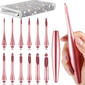 Svartur Interchangeable Crochet Hook Set with 12 Hooks – Ergonomic Crochet Hooks Large Handle, US Sizes E-4 to N-15 (3mm–10mm), Smooth & Lightweight, Crochet Kit with Storage Case, Black