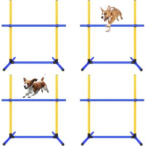 Dog Agility Training Equipment Set – 4-Piece Obstacle Course with Hurdles, Jumps, and Agility Tools – Dog Exercise & Playground Equipment for Indoor/Outdoor Use with Carrying Bag