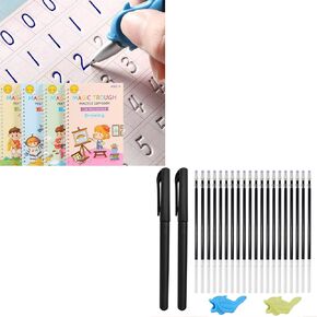 Dtreel 20pc Magic Pens & Endlies for Holved Writing Practice Forks ، Magic Magic Grooded Practice Pen ، اختفاء قلم الحبر لكتاب الكتابة اليدوية ، الأقلام السحرية للأطفال