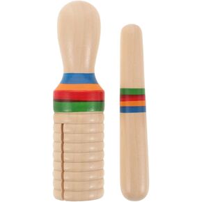 Wooden Percussion Instrument, Sound Tube with Mallet Kids Musical Toy Educational Rhythm Learning Tool 5.11x1.25 Inches Beige Montessori Toy