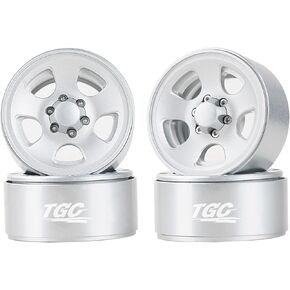4PCS 1.9 Inch Beadlock Wheels CNC Aluminum Alloy RC Wheel Hub Rim for 1/10 TRX4 TRX6 Axial SCX10 I II III Pro Redcat D90 D110 and More RC Crawler Upgrade Accessories (Silver)