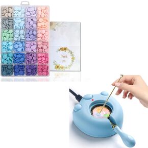 24 لون 700pcs حبات الشمع الختم وختم الشمع الكهربائي الأزرق الدافئ لختم الشمع ختم الختم DIY Craft Wax Seals